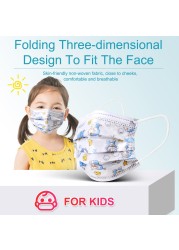 10-200pcs Mascarillas Niños 3 Ply Cartoon Printed Disposable Baby Face Mask Boys Breathable Infant Mask Children