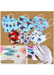 Disney Mickey Kids KN95 Face Mask 4 Layers Dust-proof Respirator Reusable Boys Girls 4-12 Years FFP2 Mouth Mascarilla