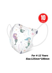 10pcs mascarillas ffp2 children mask ninos fpp2 colors homology ada spain ffp2fan 4-12 years boys girls protective masks маска