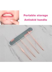 4pcs Durable Practical Acne Needle Kit Stainless Steel Blackhead Blackhead Remover Pore Cleaner Squeeze Tools Spot Cleaning Needle