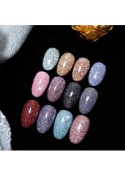 Glitter Cat Eye Nail Gel Reflective Glitter Permanent No Fade No Required Nail Magnet Soaked UV Nail Gel