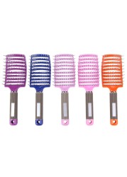 Scalp Massage Comb Women Salon Nylon Bristles Curved Ventilation Curved Hair Brush Scalp Massage Comb Hair Styling Tools