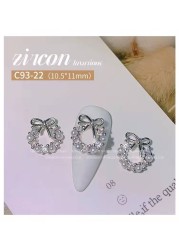 10pcs nail art zircon light luxury christmas garland explosive bow knot diamond three-dimensional pearl nail drill