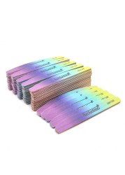 10pcs/lot Strong Thick Half Moon Nail Files Rainbow Emery Nail Sanding Files Blocks Grinding Polishing Manicure Care Tools