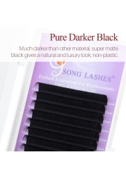 Song Lashes Eyelash Extensions For Salon Professional Nature And Tip Thin Soft Pure Black Easy To Pick Up