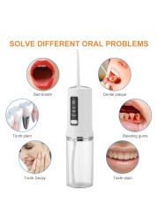 Electric Dental Oral Irrigator 3 Modes Foldable Dental Water Aerator 230ml Portable Water Tank Dental Hygiene Travel Home