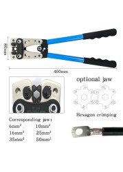 Cable Tying Tool Kit Brass Lever Annular End Crimping Pliers HX-50B 6.0 - 50mm 2 Car Battery Connector 60/100pcs Box