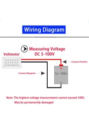 DC 5-100V LED Round Digital Display Two Wire Voltmeter DC Digital Car Voltage Current Meter Volt Detector Test Monitor Part