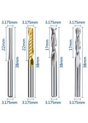 XCAN قاطعة المطحنة 10/40 قطعة نك راوتر بت 3.175 عرقوب الكرة الأنف شقة مستقيم مقطع تفريز الفلوت النهائي كربيد أدوات تعدين