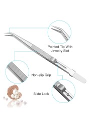 163mm Slide Lock Tweezers Precision Slide Straight/Curved Top Tweezers Anti-static Tweezers Electronics Repair Tools Jwelery