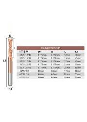 XCAN Pressure Milling Cutter 3.175/4mm Shank Wood Bottom Cut Two Flute Spiral Carbide Milling Tool CNC Router Wood For Removing Pieces End Mill