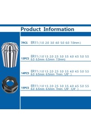 XCAN Metal Cylinder ER11 Collet Chuck 1-7mm CNC Router Spring Chuck for CNC Engraving Machine and Milling Lathe Tool Holder