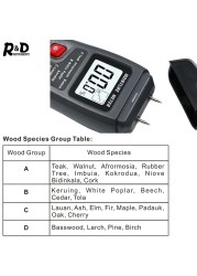 R&D MT-10 EMT01 Wood Moisture Meter Hygrometer Humidity Tester Timber Moisture Detector Tree Digital Density Tester Gray