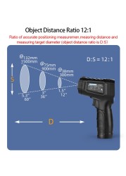 Non-contact laser thermometer infrared thermometer gun digital thermometer 600 ℃ LCD thermometer ℃/℉ light alarm