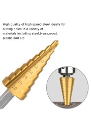 3pcs/set 3-12mm 4-12mm 4-20mm HSS Straight Groove Step Drill Bit Titanium Coated Wood Metal Hole Cutter Core Drill Tool Set