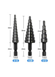 Binoax Titanium Nitride Step Drill Bit Set 3 Pieces High Speed ​​Steel Total 24 Sizes With Bag