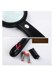 Lighted Magnifying Glass-10X Hand Held Large Magnifying Reading Glasses with 12 LED Luminous Light for Seniors, Repair, Coins