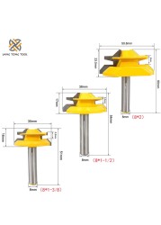 Milling Cutter 3pcs 45 Degree Lock Miter Router Bit 1/2 Medium Stock Miter Lock Milling Bit Wood Carving Knife Tenon LT102