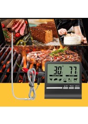 Digital Kitchen Barbecue Food Thermometer Stainless Steel Probe Outdoor BBQ Cooking Oven Meat Food Temperature Alarm Timer