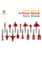 6mm/6.35mm/8mm15Pc Router Bit Set Trimming Bit Straight Milling Cutter Bit Wood Tungsten Carbide Cutting Woodworking LT027