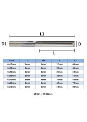 6mm Shank 2 Flute Straight End Carbide CNC Router Bit Drilling Straight Slot Milling Cutter Wood Tool