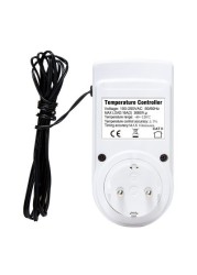 Digital temperature controller, EU socket, thermostat with timer, sensor, thermocouple probe