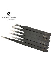 Anti-static Precision Tweezers Set Stainless Steel ESD Electronic Tweezers Repair Soldering Iron Tool for Eyelashes Beauty