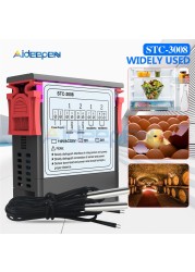 STC-3008 3018 3028 AC 110V 220V DC 12V 24V 10A Dual Digital Temperature Humidity Controller Heating Cooling Two Relay Output