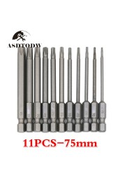 Torx Screwdriver Bits 11pcs Hakkin Steel 100mm T6-T40 Long Magnetic Star Torx Security Screwdriver Bit Set 1/4 Hex Shank