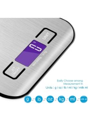 Digital Kitchen Scale 10kg/5000g 1g Multifunction Electronic Food Bread Gram Weight Scale Stainless Steel Backlit