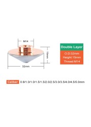 فوهة ليزر لـ raytool Dia.32mm عيار 0.8 - 5.0 مللي متر طبقة واحدة/طبقات مزدوجة رؤوس قطع ألياف الليزر