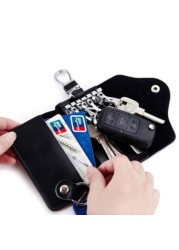 New Key Card Holder Wallet Genuine Leather Unisex Solid Key Wallet Organizer Bag Car Housekeeper Purse Card Holder