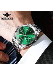 OUPINKE Top Brand Automatic Mechanical Movement Men's Watch Waterproof Tungsten Steel Strap Fashion Simple Men's Watch