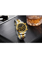 Automatic watches for men self-wind mechanical gold black stainless steel strap diamond stone fashion luxury sport