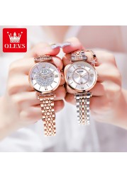 OLEVS Fashion Stainless Steel Solid Wristwatch For Women roma pon ila High Quality Waterproof Quartz Women Calendar Wristwatches