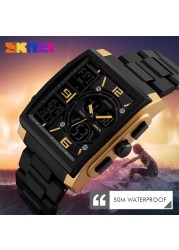 SKMEI 1274 Men's 5ATM Waterproof Students Quartz Wristwatch Digital Alarm Date Year EL Backlight Chronograph EL Lighting Chip