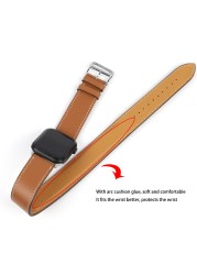 Genuine Watch Band 42mm 44mm Double Round Watch Strap Long Replacement for Apple Iwatch Series SE 6 5 4 3 2 1