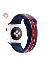 ShengOne Strap Soft Silicone Sport Band for Apple Watch 7 6 SE 5 4 45 44 42mm Striped Rubber Strap Replacement 3 2 1 41 40 38