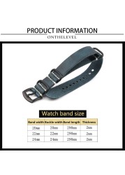 NATO Genuine Leather Strap Watchband 20mm 22mm 24mm Vintage Zulu Strap for Men Women Wristbands Replacement Watch