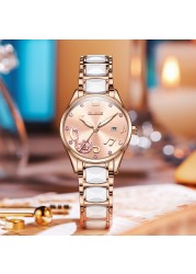 Luxury Women Watch Ceramic Strap Ladies Watch Japanese Movement Diamond Note Woman Wristwatch Gift for Wife Montre Femme