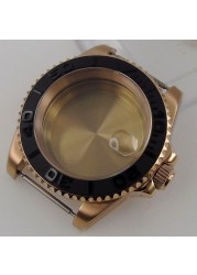 40mm Rose Gold/Black Plated Sapphire Watch Fit NH35 NH36/Myota 8215 821A/ETA 2836 2824/DG2813/ST1612 10BAR/5BAR Cyclops