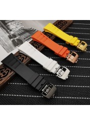 Top quality softImported nature silicone rubber 20mm watchband for Richard Mille watch strap band butterfly buckle free tools