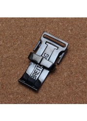20mm BRE Folding Buckle Suitable for Breitling Clasp Avenger Chain Leather or Rubber Nylon Watchband Logo Silver Black