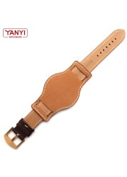 Genuine Leather Bracelet 18mm 20mm 21mm 22mm Watch Strap Man Watchband With Mat Wrist Band Handmade Leather Bracelet