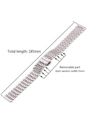 Stainless Steel Watch Band Bracelet Women Men 16mm 18mm 20mm 22mm Silver Straight End Watchband Strap Watch Accessories