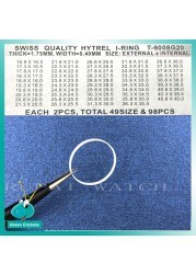 98pcs/box Assort Size Watch Crystal I Ring Gasket, 1.75mm Thinckness I Ring For Watchmaker Replacement Parts