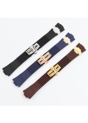 25*12mm Black Brown Blue Waterproof Silicone Rubber Watchband Wrist Watch Band Belt for Ulysse Nardin Belt Tool Folding Buckle
