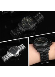 316L Stainless Steel Watch Strap 24mm Watchband for Panerai PAM111 PAM441 Watch Band Curved soild Metal Bracelet for Men