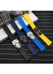 Silicone rubber watch band, 22mm, black, blue, red, yellow, stainless steel buckle for navitimer/avenger/Breitling strap