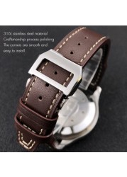 21mm 22mm High Quality Genuine Leather Rivets Watchband Fit For IWC Large Pilot Spitfire Gun Top Brown Black Cowhide Watch Strap